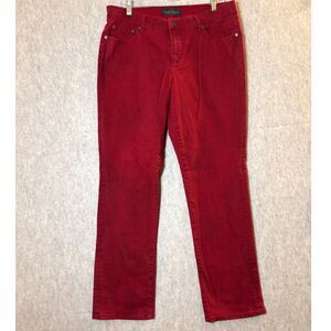 Lauren Jeans Co Ralph Lauren 14W Red Burgundy Straight Leg Stretch Jeans
